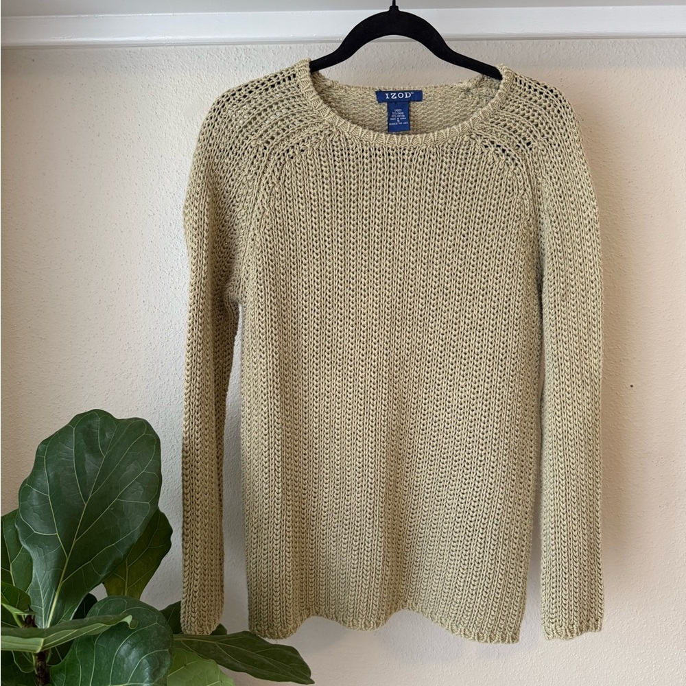 Vintage IZOD Women's Green Knit Sweater
